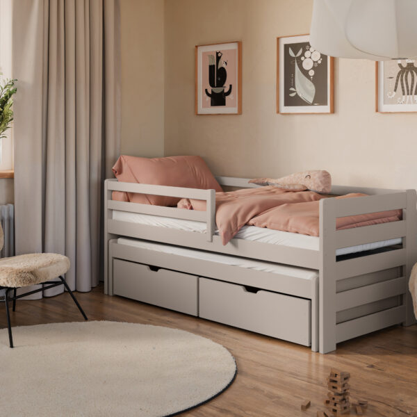 SENSO Kinderbett Einzelbett mit Gästebett und Bettkästen in mehreren Größen und Farben