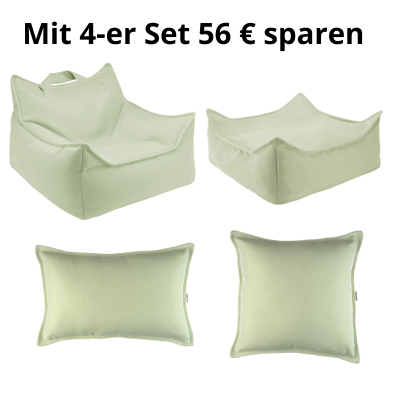 4er Set Outdoor Sitzsack mit Ottomane und 2 Nackenkissen Herba