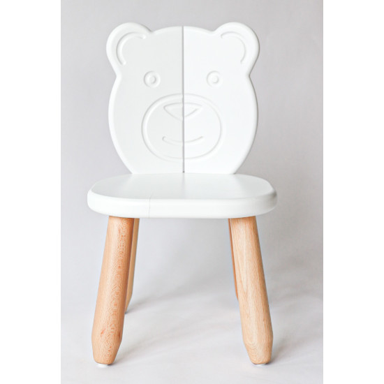 Kindertisch-Set „Natur White Bear“ – 2 Stühle + 1 Tisch aus massivem Buchenholz