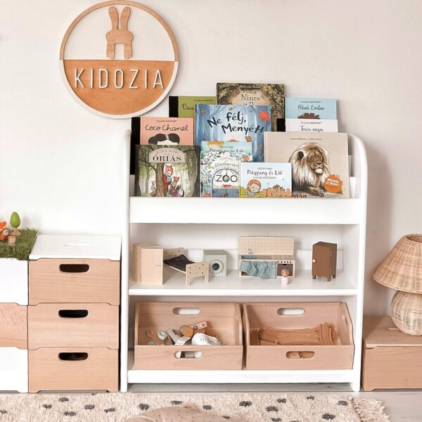 Kidozia WOLF Montessori Kinderregal für Spielzeuge mit 2 Truhen