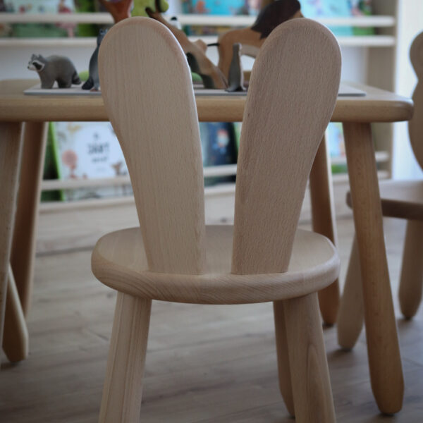 Kindertisch-Set „Natur Bunny“ – 2 Stühle + 1 Tisch aus massivem Buchenholz