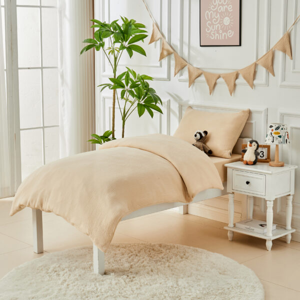 Kinderbettwäsche Bio-Musselin-Baumwolle 135 x 200 cm beige