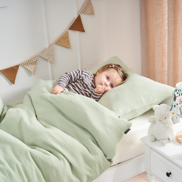 Kinderbettwäsche Bio-Musselin-Baumwolle 135 x 200 cm khaki