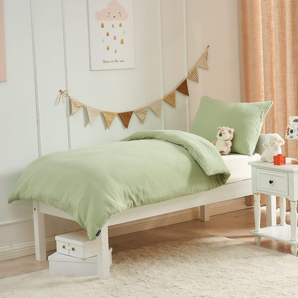 Kinderbettwäsche Bio-Musselin-Baumwolle 135 x 200 cm khaki